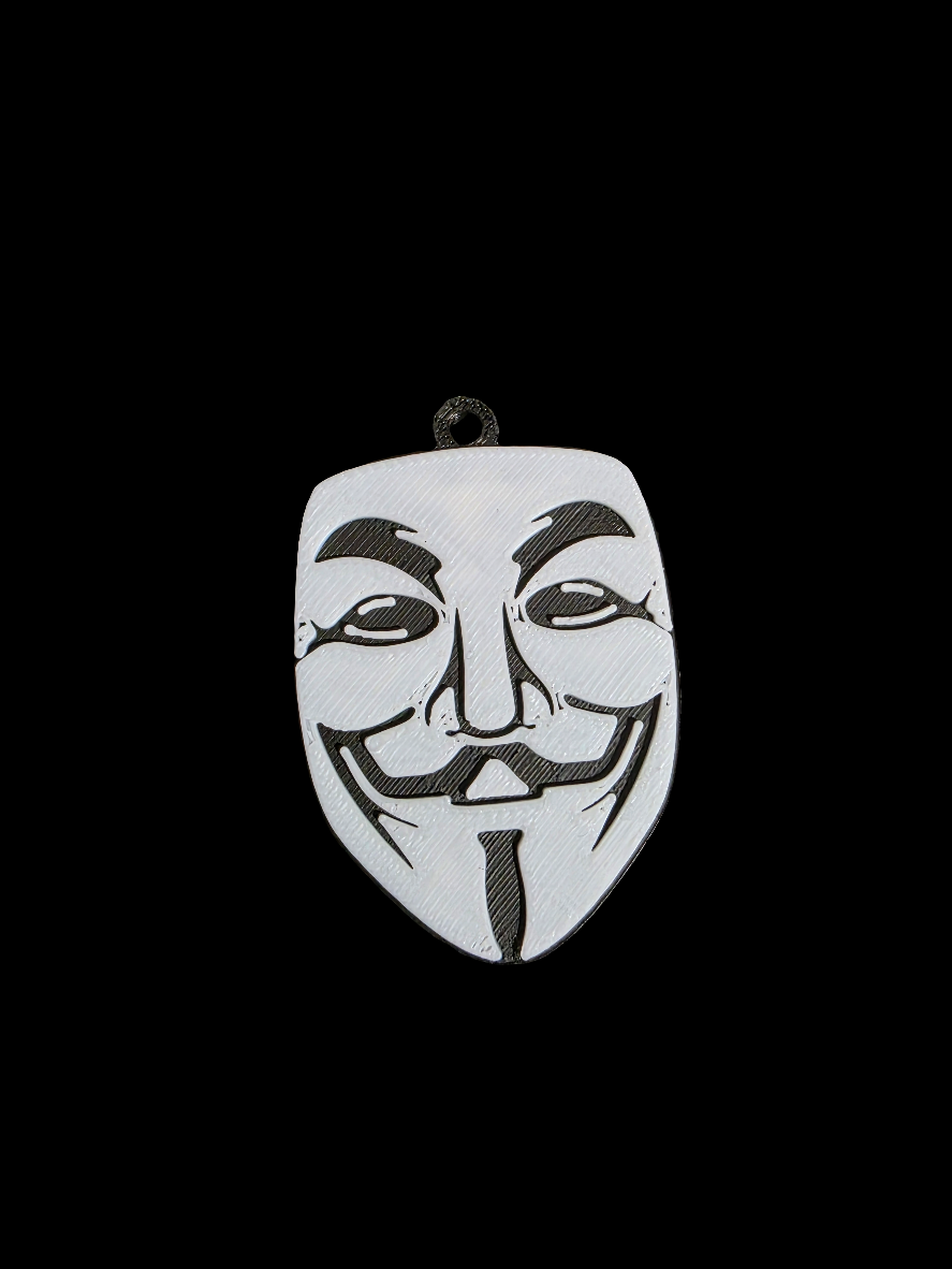 Anon Mask Keychain (Black/White)