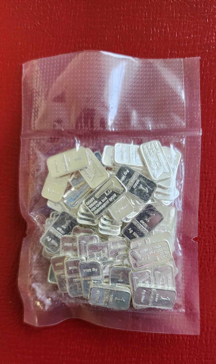 Bag of X100 1gram 2nd Ammendment bars. Mint Sealed