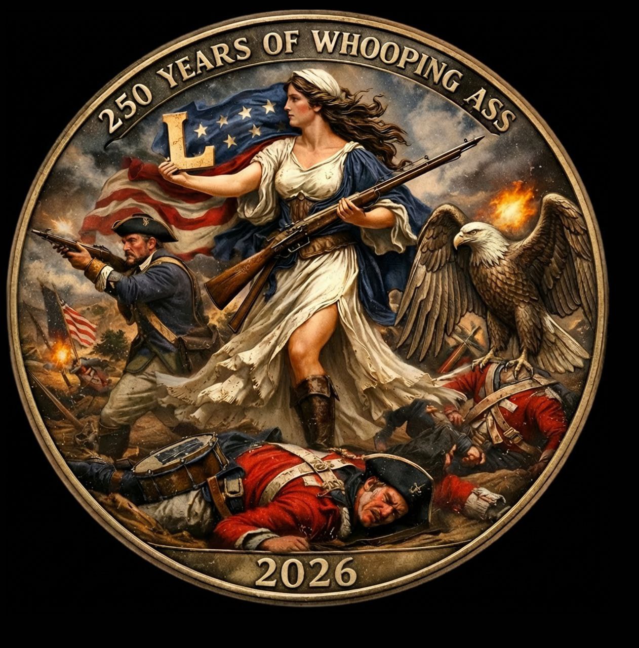 1oz Copper 250 Years of Whooping Ass USA πΊπΈ