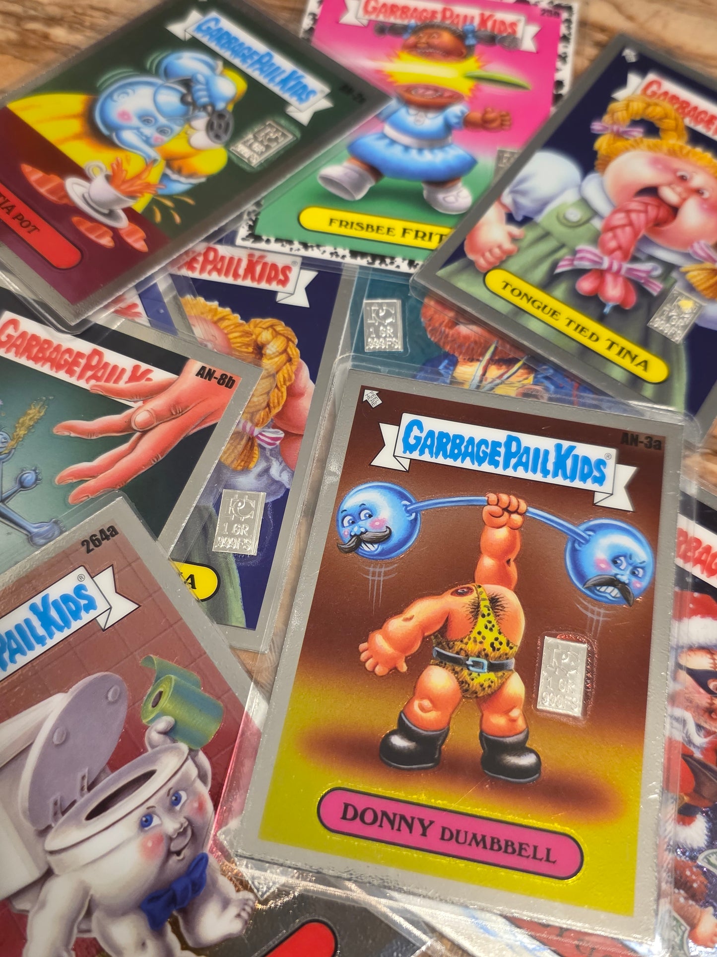 X10 Pack Garbage Pail Kids Cards with 1 grain silver bars in each