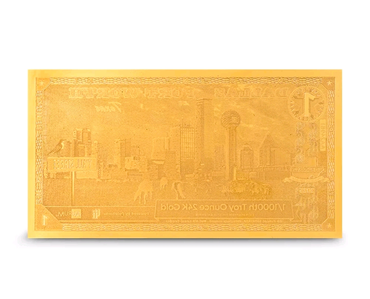1/1000th Fort Worth Texas 999 24k Gold note