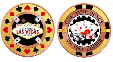 1oz Copper (CU) Las Vegas Poker Chips Colorized