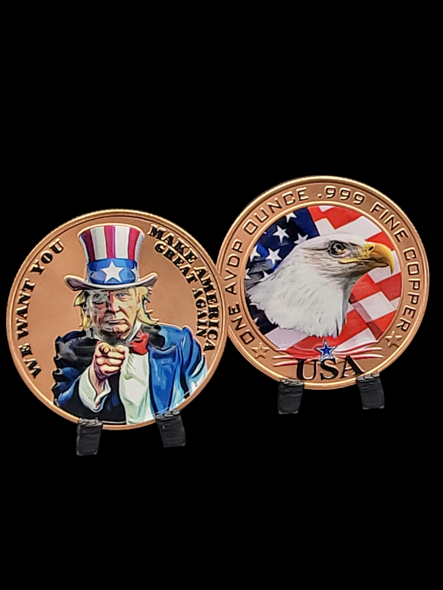 1oz CU MAGA Colorized round