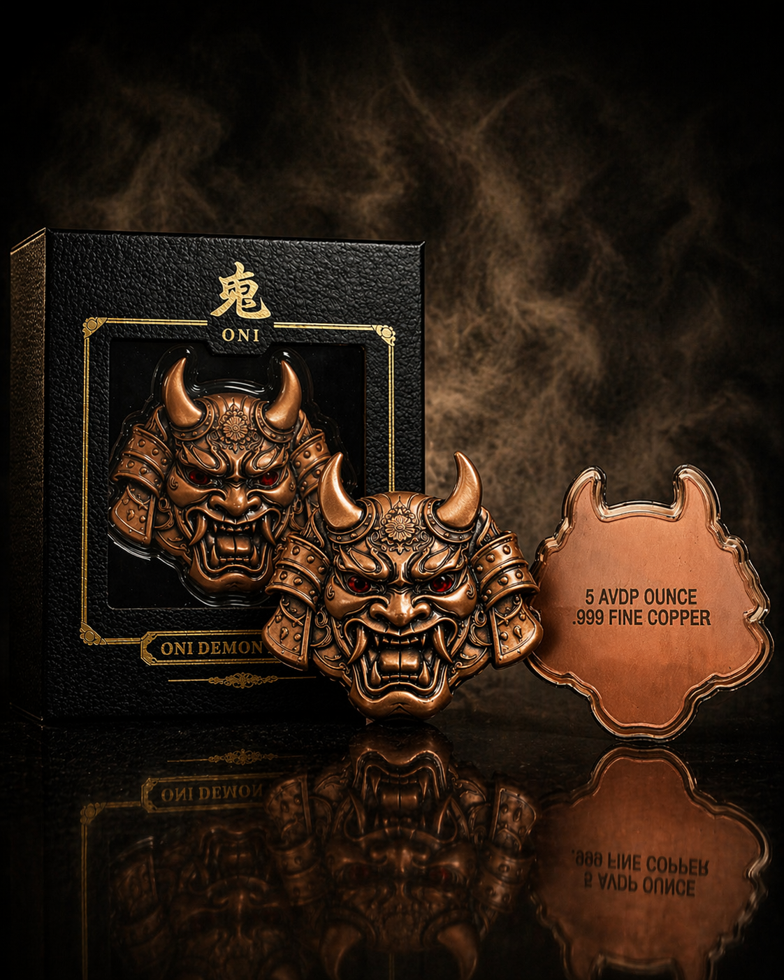 5oz CU Oni Mask with Ruby eyes