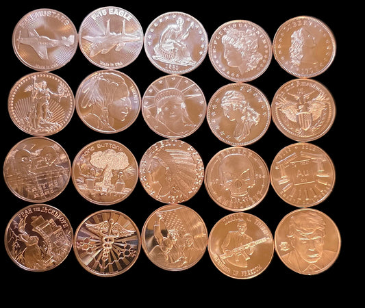 20 - 1oz Mixed Copper Rounds