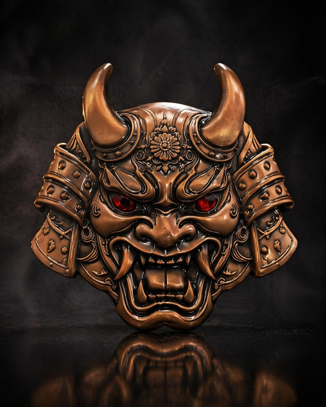 5oz CU Oni Mask with Ruby eyes