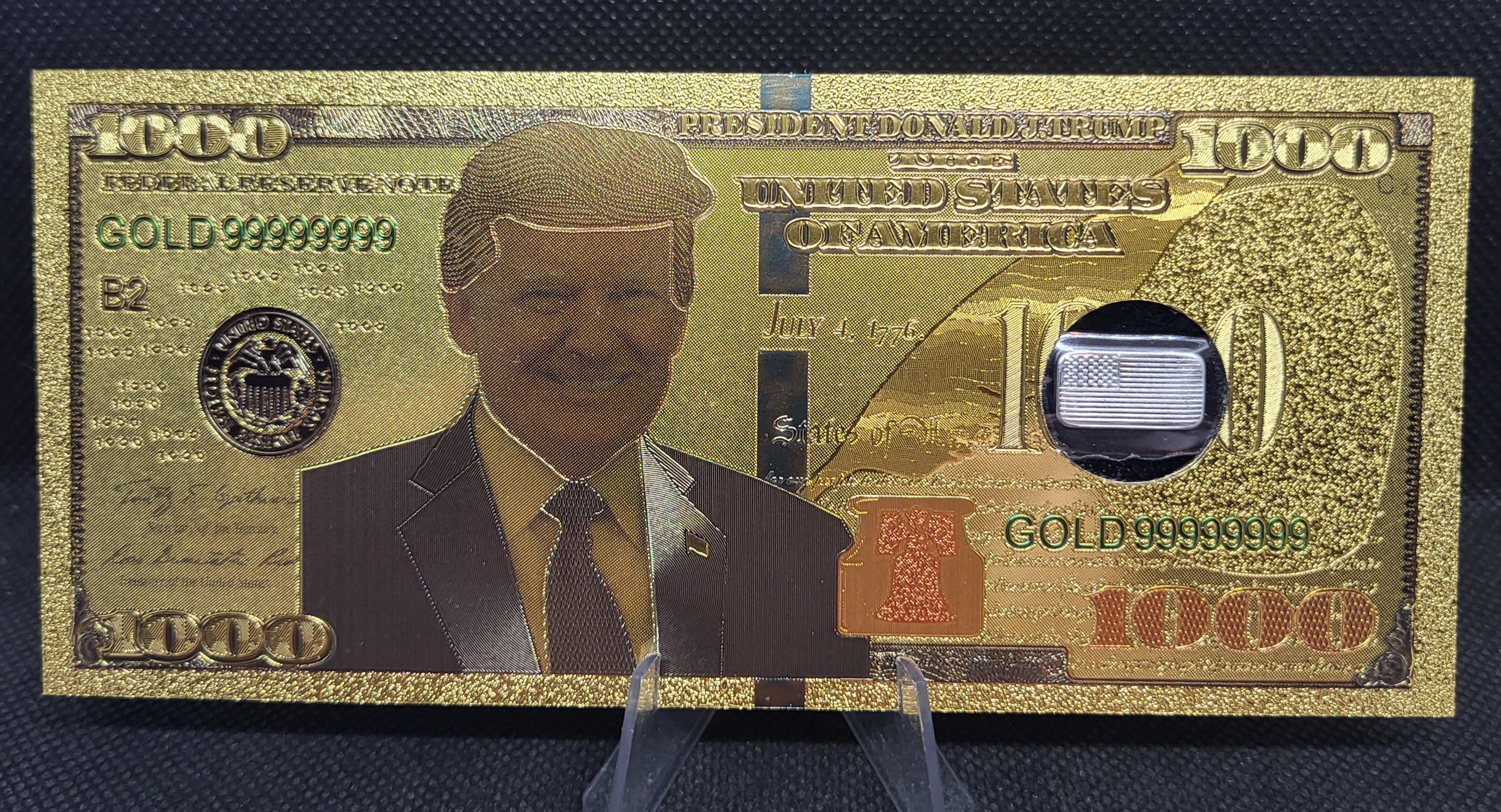 Trump Notes Picture $1000 Trump Note (AMERICAN FLAG EDITION) – Precious Metal Keepsakes