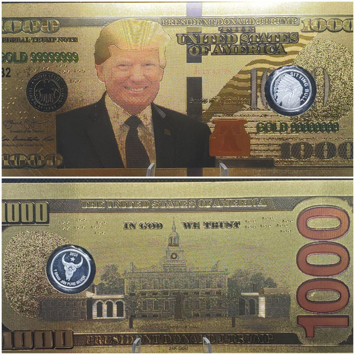 Trump Notes Picture $1000 Trump Note (SITTING BULL EDITION) – Precious Metal Keepsakes